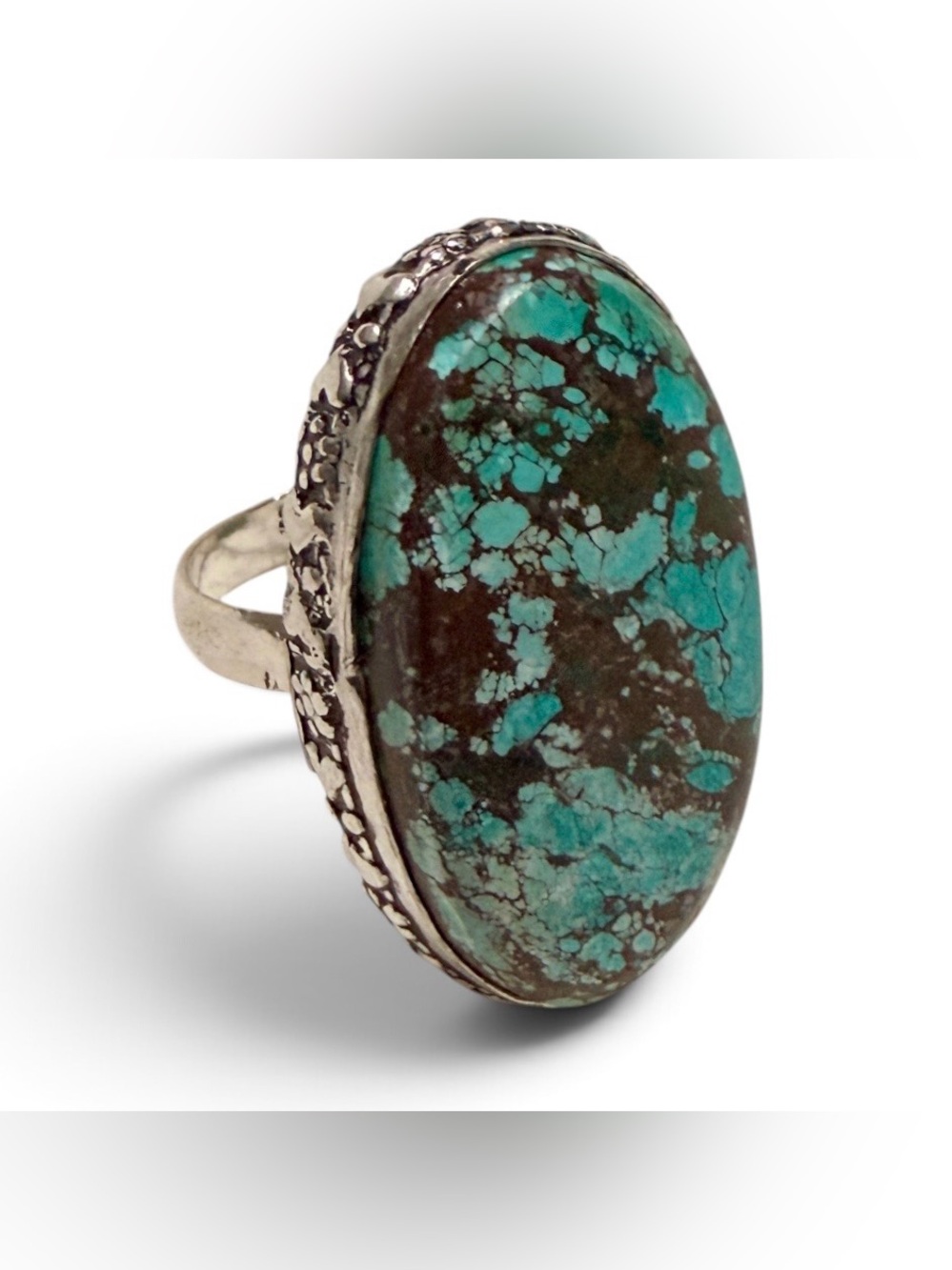 Y2K Vintage Tibetan Turquoise Sterling Silver Ting, Size 6.5
